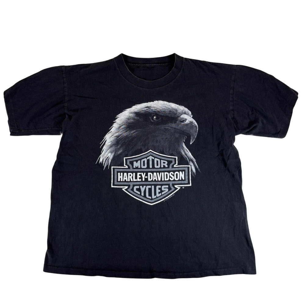 Vintage 1993 Harley Davidson Eagle T-Shirt St. Croix New Richmond WI Black XL